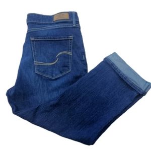 𝅺LEVI Signature Size 8 Modern Capri Jeans Womens Dark Wash Mid Rise Cuff